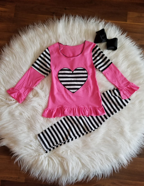 2 piece stripes and hearts